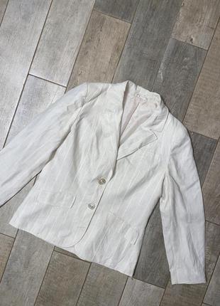 Бежевый льняной жакет,пиджак(027)