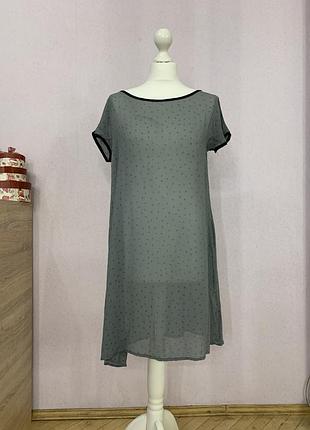 Сукня комбінація сіре з кишеньками