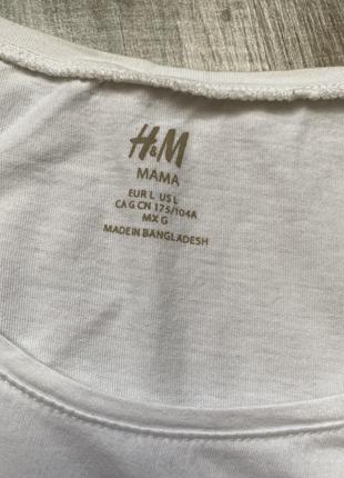 Белая хлопковая футболка для беременных. h&m mama. р.l.(на наш 48-50)7 фото