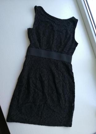 Черное, кружевное платье.2 фото