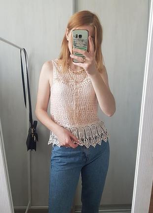 🔥персикова мереживна блузка river island