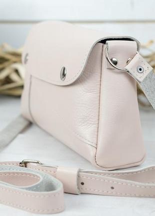 Кожаная женская сумка розовая, бежевая, розовая, пудровая, светлая4 фото