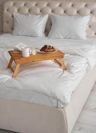 Комплект постельного белья из страйп сатина, белый, 💯 хлопок, разные размеры