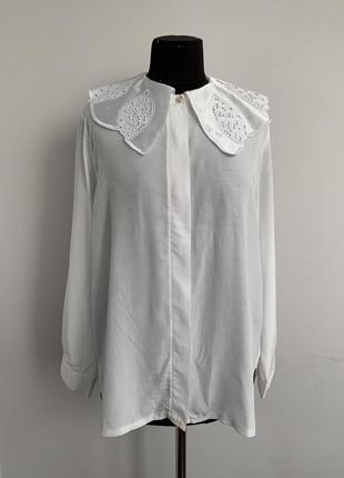 Блуза вінтаж віскоза атласний воріт вишивка рішельє