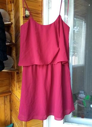 Літній шифонова сукня бордове короткий на бретельках mango