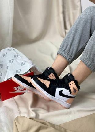 ⚪️ nike air jordan retro high peach/black/white ⚪️ кроссовки найк аир джордан наложенный платёж купи4 фото