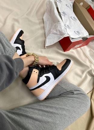 ⚪️ nike air jordan retro high peach/black/white ⚪️ кроссовки найк аир джордан наложенный платёж купи10 фото