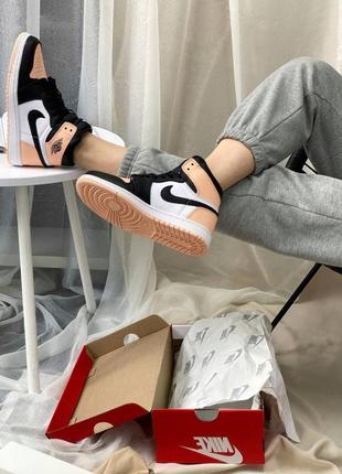 ⚪️ nike air jordan retro high peach/black/white ⚪️ кроссовки найк аир джордан наложенный платёж купи6 фото