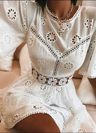Нежный летний белый сарафан платье с прошвы платье двойка6 фото