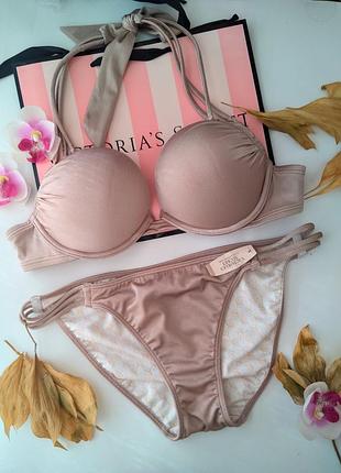 Купальник victoria's secret original 32b 70b 34a 75a xs s bombshell пудровий