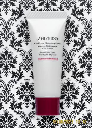🇯🇵 делікатна пінка для очищення та сяяння шкіри обличчя shiseido clarifying cleansing foam 15 мл