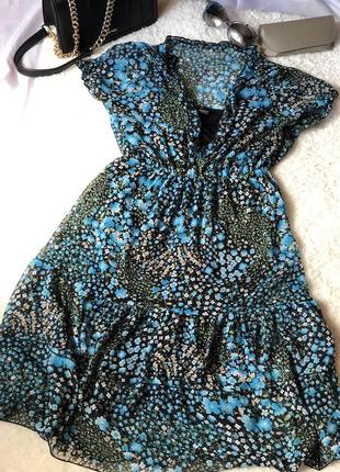 Воздушное шифоновое ярусное платье миди 💜1 фото