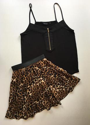 Довга плісирована спідниця звіриний принт леопард