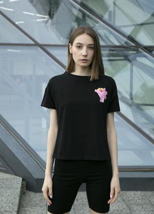 Женская футболка, чёрная футболка с принтом