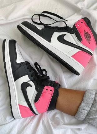 Retro 1 pink/black nike air jordan кроссовки найк джорданы наложенный платёж купить9 фото