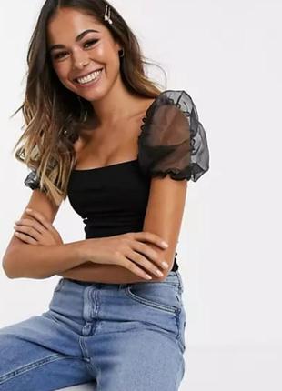 Топ с рукавами из органзы missguided