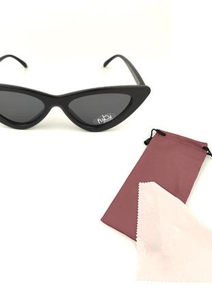 Женские солнцезащитные очки flyby «dragonfly» черная роговая оправа с черной линзой3 фото