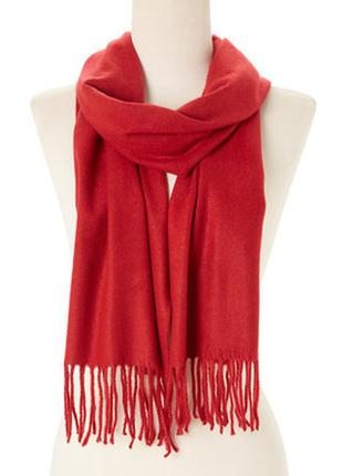 Красный шарф red fringe cashmere-blend вискоза 100%, мягкий как кашемир