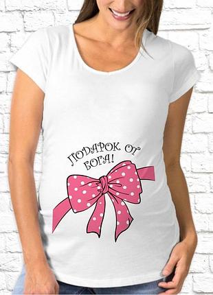 Футболка для вагітної push it з принтом _подарок від бога!_ код фп002443