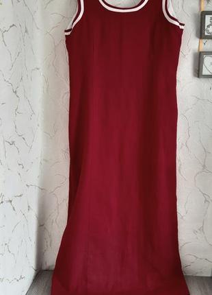 Платье сукня сарафан макси лён вишневое размер 463 фото