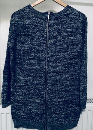 Серо-чёрный  меланжевый свитер со змейкой2 фото