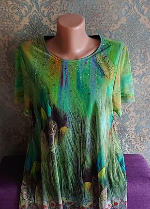 Красива літня майка в пір'я блуза блузка блузочка р. 46/48/50