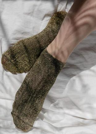 Шкарпетки короткі люрекс sox темно-золоті dark gold dust