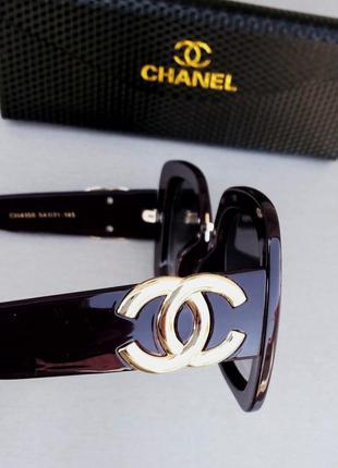 Очки в стиле chanel  женские солнцезащитные большие фиолетовый баклажан с градиентом7 фото