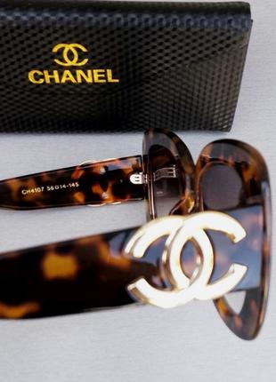 Очки в стиле chanel женские солнцезащитные большие коричневые тигровые с градиентом7 фото