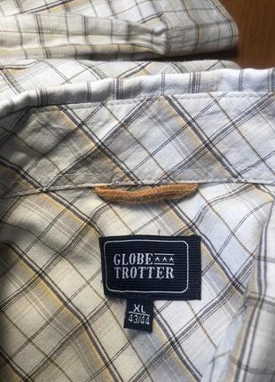 Globe trotter рубашка бежевая в коетку хлопок8 фото