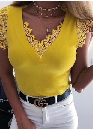 Блузка майка ажурная спинка трикотаж