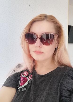 Эксклюзивные розовые солнцезащитные женские очки 20217 фото