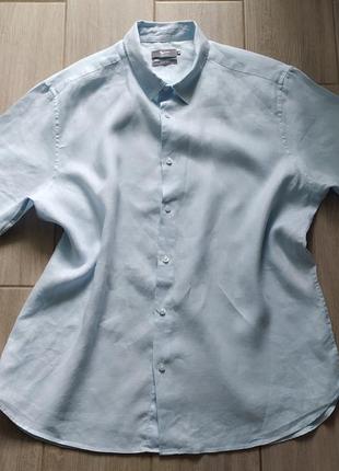 Рубашка мужская 100% лен большого размера6 фото