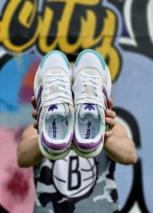 Прекрасные женские кроссовки унисекс adidas tresc run white violet stockx цветные 36-45 р7 фото