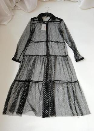 Платье рубашка сетка накидка туника кардиган размер универсальный4 фото