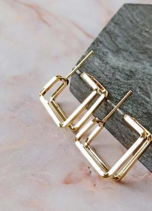 Нові сережки золоті, геометричні мінімалістичні стильні сережки