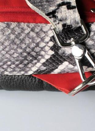 Жіноча шкіряна двостороння сумка "minimo" червоно-чорна10 фото