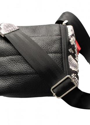 Жіноча шкіряна двостороння сумка "minimo" червоно-чорна6 фото