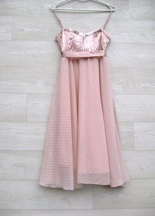 Нежное розовое платье vila clothes миди нарядное выпускное2 фото