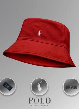 Панама polo ralph lauren bucket hat красная женская / мужская панамка / шляпа