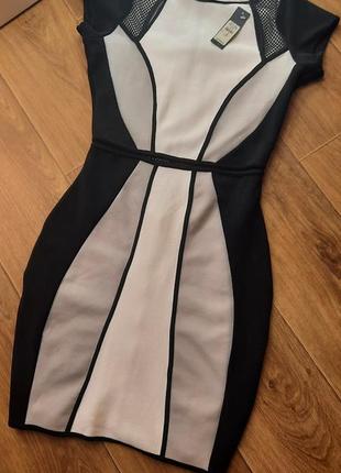 Сукня бандажну, плаття по фігурі, чорно-біле плаття river island, розмір 34-362 фото