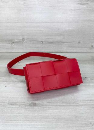 Топовая плетеная сумка клатч на пояс в стиле bottega «энди»3 фото