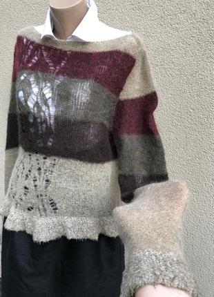 Ажурний пуловер,кофта,светр,мохер,вовна,люкс бренд,8 фото