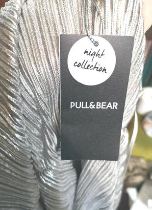 Серебряное нарядное платье сарафан плиссерованное плиссе pull&bear4 фото