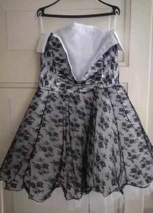 Плаття нарядне с фатином цветочный рисунок рюшами4 фото
