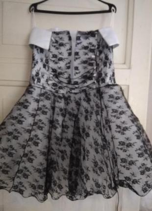 Плаття нарядне с фатином цветочный рисунок рюшами3 фото