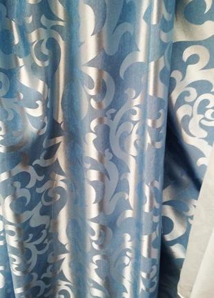 Голубі штори, тканина для штор, портьєри.3 фото