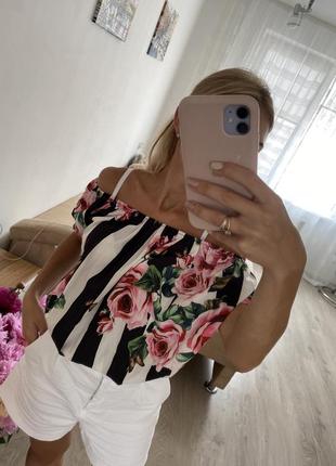 Летняя блуза с цветочным принтом2 фото