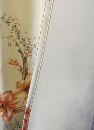 Штори з квітами щільні атласні 150x270 cm (2 шт) з тюллю бірюзові8 фото