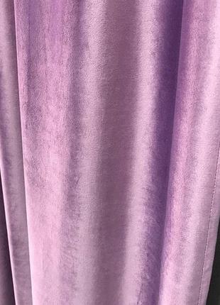 Готовые бархатные шторы комплект 150x270 cm (2 шт) фиолетовые10 фото